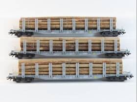47149 M Rklin Three Stake Cars With Timber Sbb Swiss Railway - No. New In Box