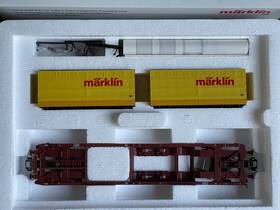47442 M Rklin Marklin Ho Db Deep Well Flatcar With Inch Containers