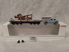 48007 M Rklin Marklin Flat Car With Bronze Statue Strassacker Truck Museum 2007 In Box