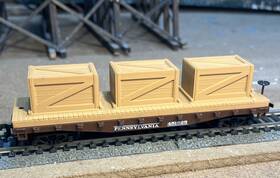 451625 Mantua 728-20 Ho Scale 40ft Flat Car With Boxes Load Pennsylvania Brown #451625