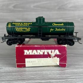 732-235 Mantua Ho Scale 35ft Heavy Tank Car Rohm Haas Natx 1433 Single Dome Green