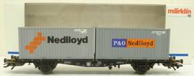 47683 Marklin Ho Nedlloyd Flatcar With Containers