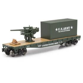 279-3429 Menards Military Army Flatcar With Container And Gun O Scale
