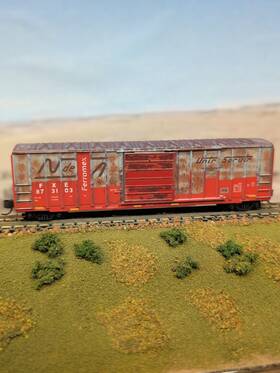 Micro-trains 02545276 N Scale Ferromex Ex/ndem 50ft Rib Side Box Car Weathered Graffiti Mtl#02545276