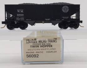 05600092 Micro-trains N Western Maryland 33ft Twin Bay Rib Side Hopper #10800 Ln