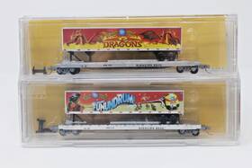 Micro-trains 06400150 N Scale 57ft Flat Car With Trailer Ringling Bros Circus