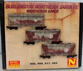 98305076 Micro-trains 695140086665 N Scale Inch Bnsf Weathered Hopper 3pack #98305076