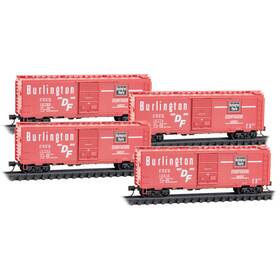 98300240 Micro-trains 695140089949 Mtl Burlington Cb&q 40ft Box Car Runner Pack