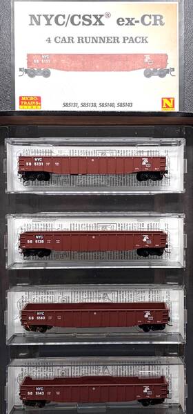 Micro-trains 98300200 N 50ft Gondola 4 Car Runner Pack Nyc / Csx Ex Cr