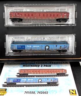 Micro-trains 98305016 N Factory Weathered Gondola 2 Pack Chicago And North Western
