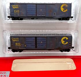 Micro-trains 98305053 N Factory Weathered Boxcar 2 Pack Chessie System B&o