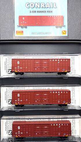 Micro-trains 99300181 N 60ft Box Car 3 Runner Pack Conrail