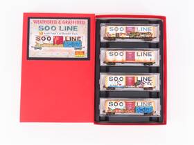 99305130 Micro-trains N Scale Mtl Soo Line Graffitied Boxcar 4-car Runner Pack