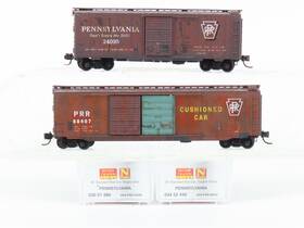 99305540 Micro-trains N Scale Mtl Prr Pennsylvania Boxcar 2-pack Weathered