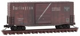 10144140 Micro-trains Line Mtl N-scale Hy-cube Box Chicago Burlington Quincy Weathered #19837