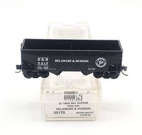 55170 Micro-trains Line Mtl N Scale Delaware And Hudson 33ft Twin Bay Hopper Offset Side