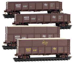 99300190 Micro-trains Line Mtl N-scale Milwaukee Road Drop-bottom Gondolas - Runner 4-pack