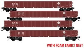 99300198 Micro-trains Line Mtl N-scale Bnsf 50ft Steel Side Gondola Cars - Runner 4-pack
