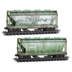Mtl98300234 Micro-trains N Scale 98305095 Burlington Northern 2-bay Covered Hoppers 2-pack