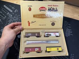 Model Power 037135036086 Vintage N Scale 4 Cigar Freight Train Car Collectors Box Set W Track
