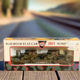 Model Power 037135084575 U.s. Army 51ft Railroad Flat Car With Two Trucks Ho Scale Nib