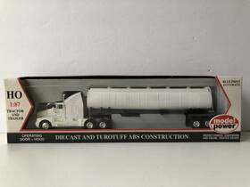 Model Power 037135250024 25002 Lh Tractor And Trailer Ho Unlettered White
