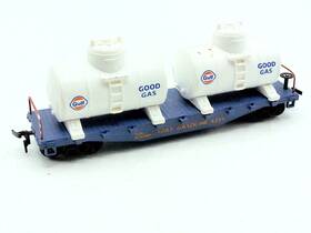 98161 Model Power #98161 Gulf 40ft Flat Car With 2 Removable Tanks Good Gas 6225