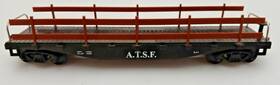 98230 Model Power Ho Scale Atsf 40ft Flat With Guard Rails And Knuckle Couplers 98230 Model Power Ho Scale Atsf 40ft Flat With Guard Rails And Knuckle Couplers