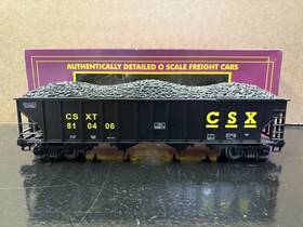 20-90019b Mth Premier Csx 4-bay Hopper W Coal Load #810406 O Gauge Lnib