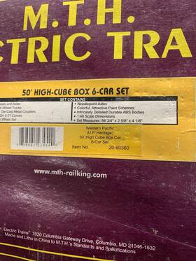 20-90360 Mth 50 High-cube Box 6 Car Set Western Pacific Up Heritage 20-90360 Mth 50 High-cube Box 6 Car Set Western Pacific Up Heritage