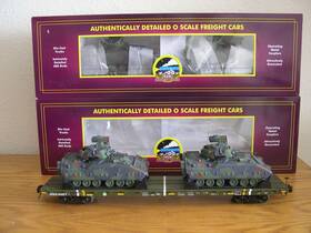20-92241b Mth 20-92241 And E U.s. Army 60ft Flat Car O Scale 4 Bradley Fighting Vehicles
