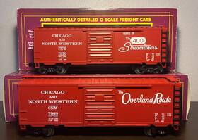 20-93085 Mth O Chicago North Western Cnw Set Of 2 40ft Single Door Box Cars New