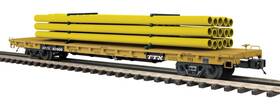 20-95558 Mth Premier O Scale Ttx 60 Flat Car With Pipe Load - Yellow Rd# 93215