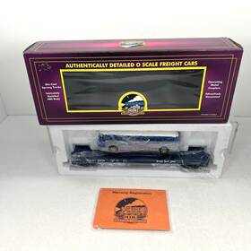 20-98160 Mth Premier Nickel Plate Road Flatcar W Greyhound Bus O Gauge New Nkp