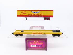 20-98171 Mth O Gauge 3-rail Up Union Pacific Flat Car #57256 With 48ft Trailer