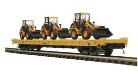 20-98649 Mth Cat #906208 60ft Flat Car With 3 906 Compact Wheel Loaders - New