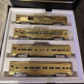 30-6707 Mth Pennsylvania 60ft 18k Gold Plated Aluminum 4 Car Passenger Set New