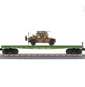 Mth 30-70116 Rail King U.s. Army Flat Car With Humvee Vehicle Desert O-gauge