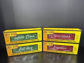 30-7088 Mth Railking 50ft Double-door Box Car Set W Christmas Led Lights Nib