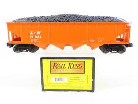 30-7545 Mth O Gauge 3-rail Rail King #30-7545 L&n 4-bay Hopper #191043 With Coal Load