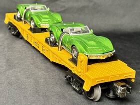 30-76121 Mth O Gauge Santa Fe Flat Car With Two 1969 Corvettes Train Railroad