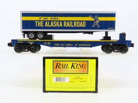 Mth 30-76126 O27 Gauge 3-rail Railking Arr Alaska Tofc Flat Car #2720 With Trailer