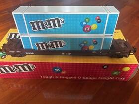 30-76286 Mth M&m Mars - Husky Double Stack Car With Containers O Scale Premier New Rare
