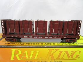 30-76472 Mth O Scale Prr Pennsylvania Flat Car With Bulkheads And Lcl Container Load Ln Ob