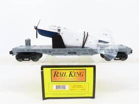 30-7672 Mth O Gauge 3-rail Rail King Transportation Flat Car #1961 With Airplane