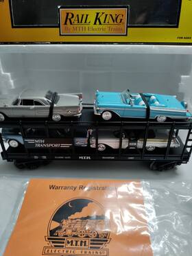 30-7676 Mth Transport Auto Carrier With 2 Ertl Ft57 Chryslers 2ft57 Mercurys Niob