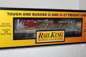 30-76919 Mth #30-76919 Railking White Flatcar With Led Lights And Santa Sleigh Reindeer