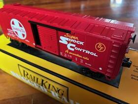 33-7421 Mth Santa Fe Inch Shock Control Atsf Red Single Door Boxcar O Guage Railing - New