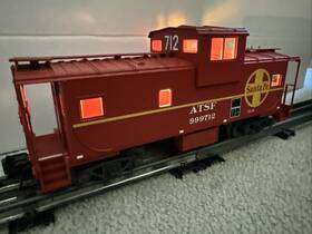 6167-85 Mth O Gauge Illuminated Atsf Santa Fe Red Caboose 999712 With Broken Off Stack