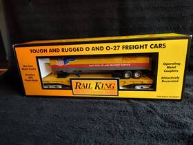 30-76077 Mth 658081061337 Rail King Union Pacific Flat Car With Trailer #30-76077